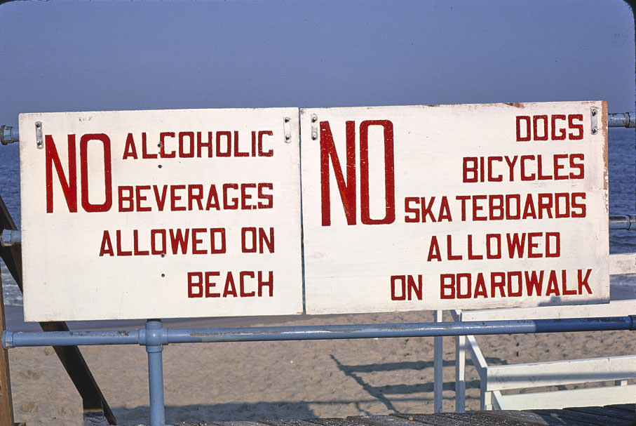 Beach rules, Asbury Park, New Jersey, 1978