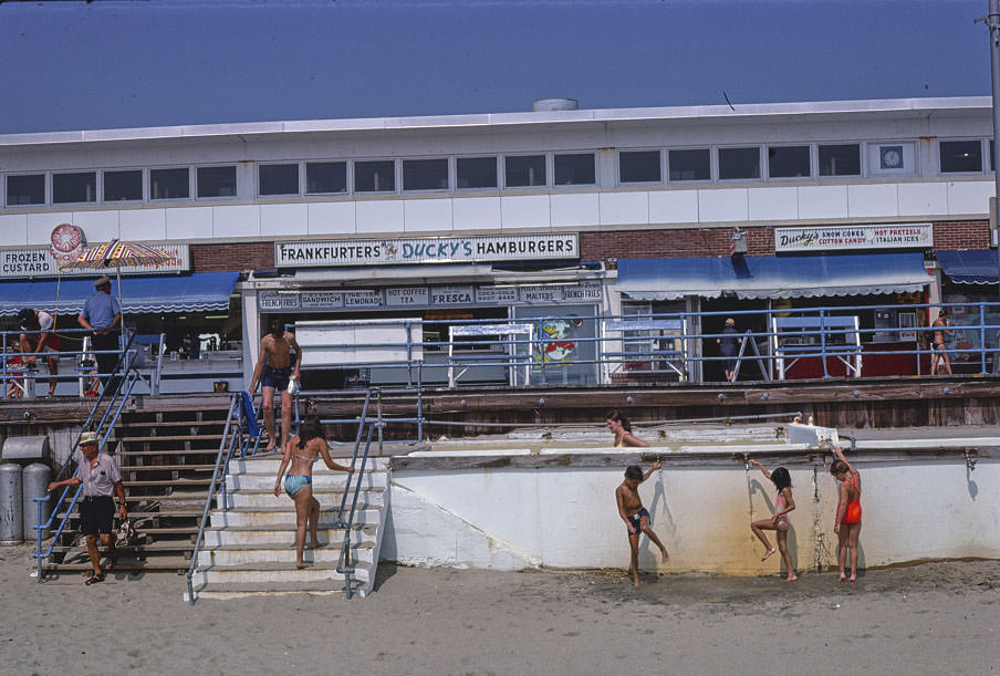 Beach shower, Asbury Park, New Jersey, 1978