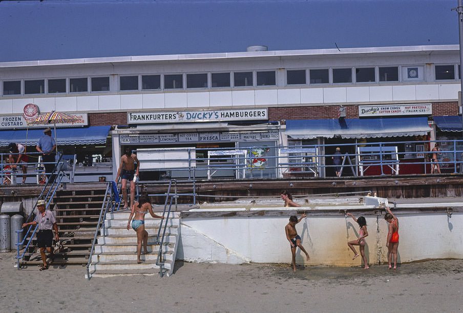Beach shower, Asbury Park, New Jersey, 1978
