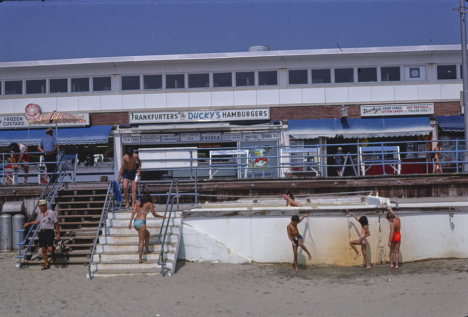 Beach shower, Asbury Park, New Jersey, 1978