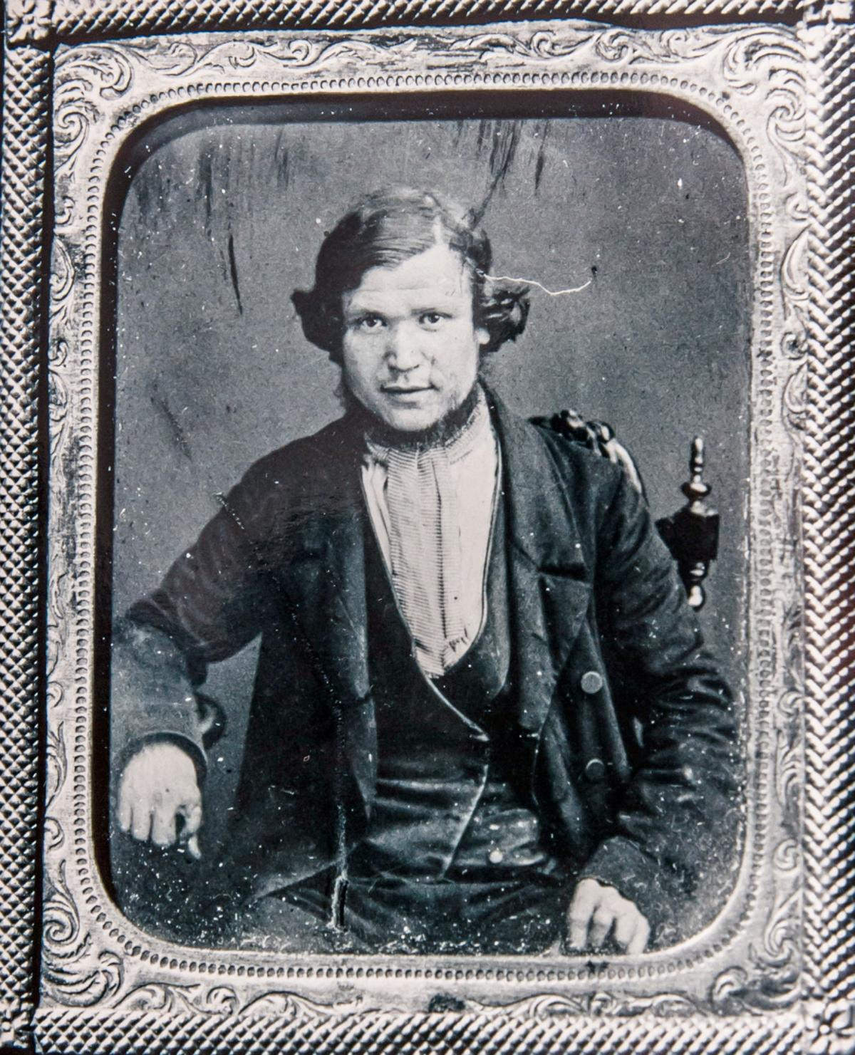 Mugshot of an unknown man taken some time between 1850 and 1870.