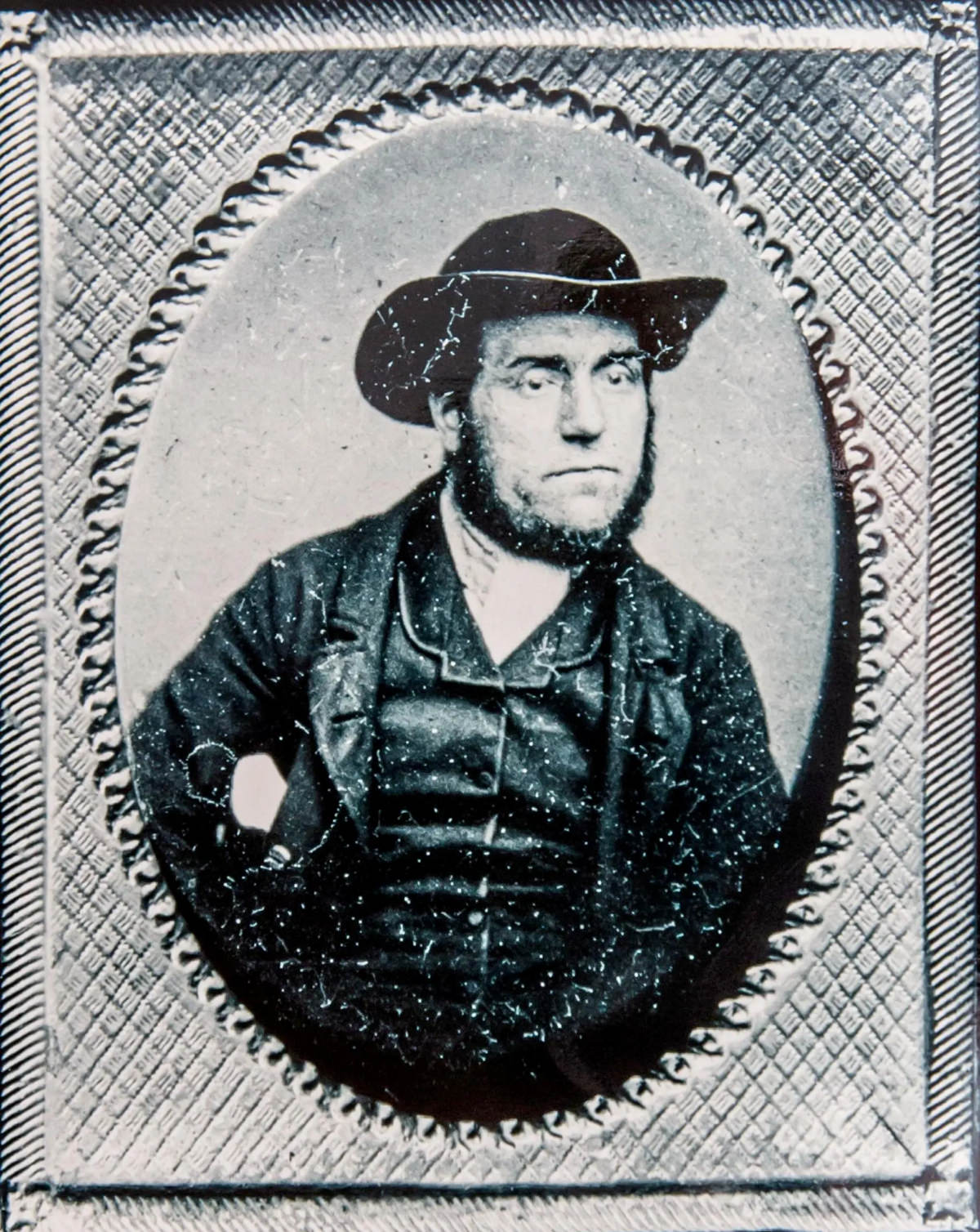 A mugshot of an unknown man from between 1850-70.