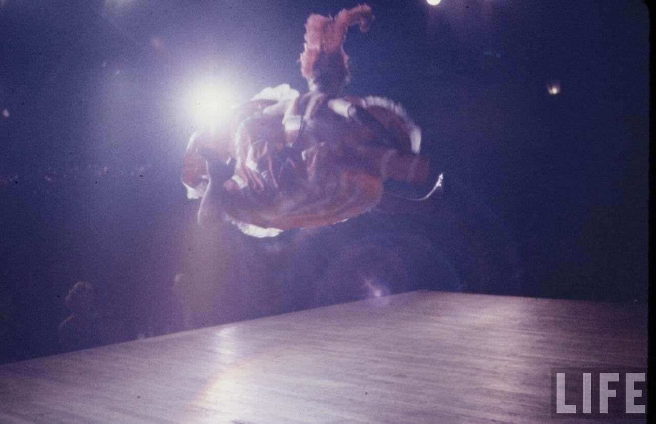 Performance and Backstage Life of Can Can Dancers at the Moulin Rouge in the 1950s