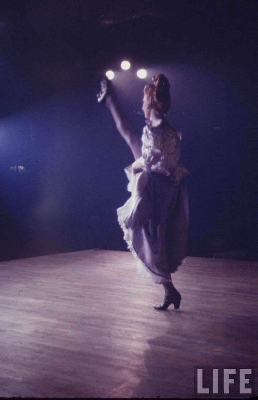 Performance and Backstage Life of Can Can Dancers at the Moulin Rouge in the 1950s