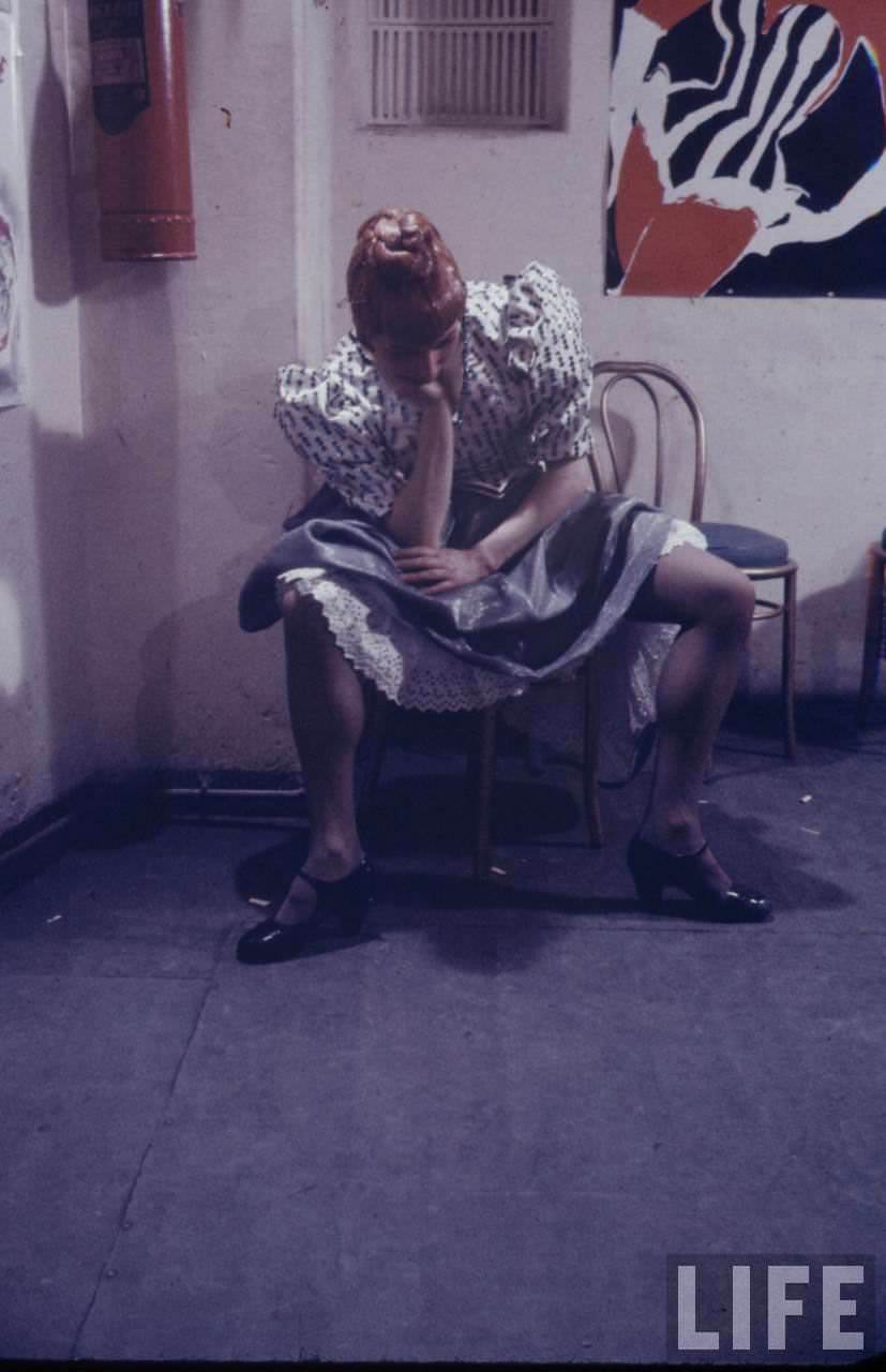 Performance and Backstage Life of Can Can Dancers at the Moulin Rouge in the 1950s