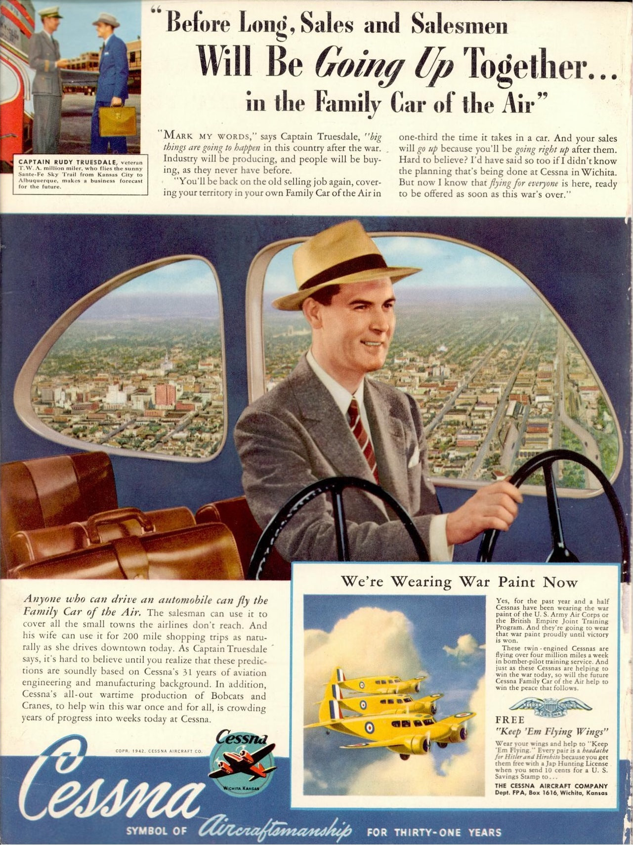 Vintage Cessna Aircrafts Ads from the early 1940s