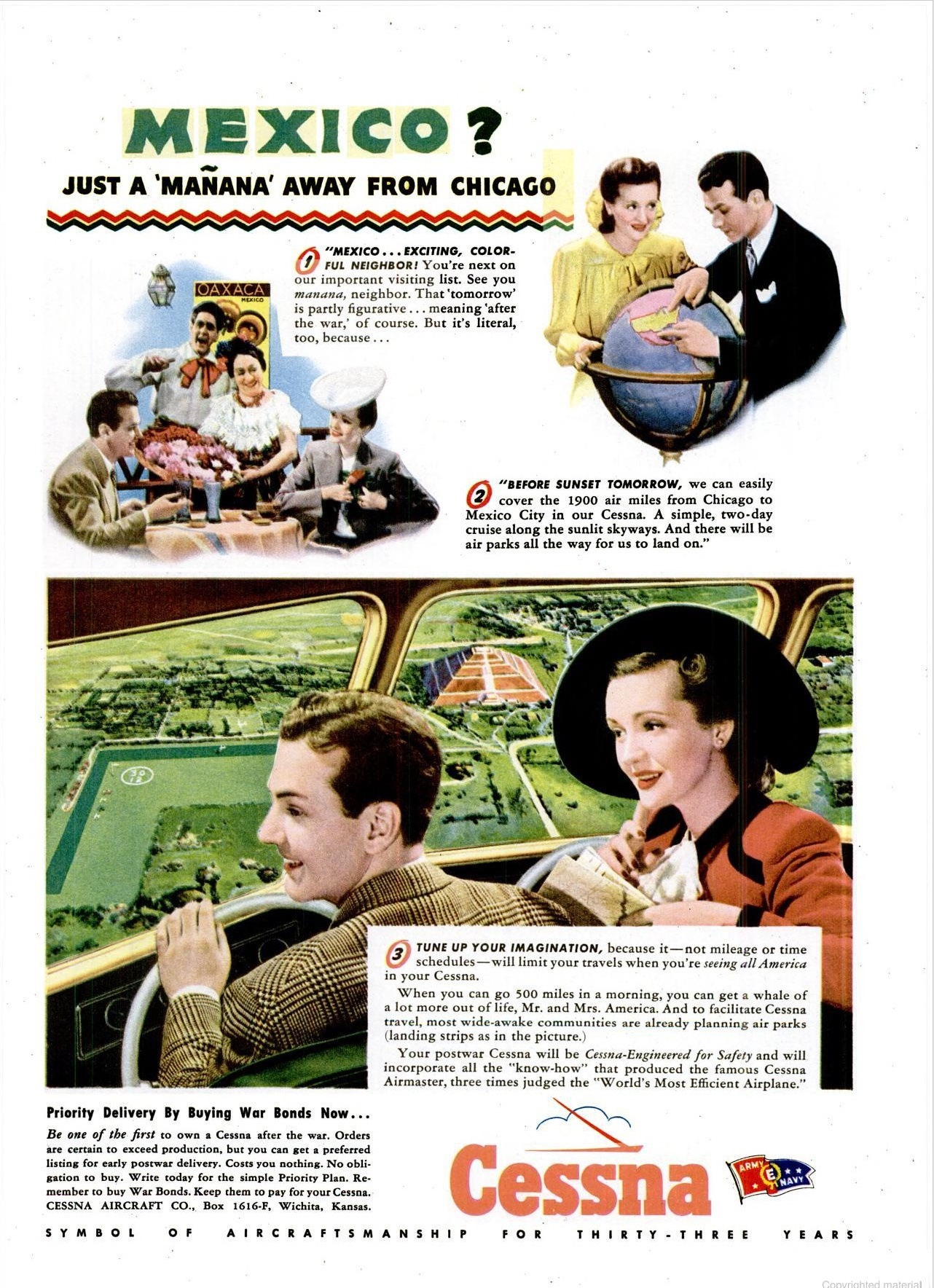 Vintage Cessna Aircrafts Ads from the early 1940s