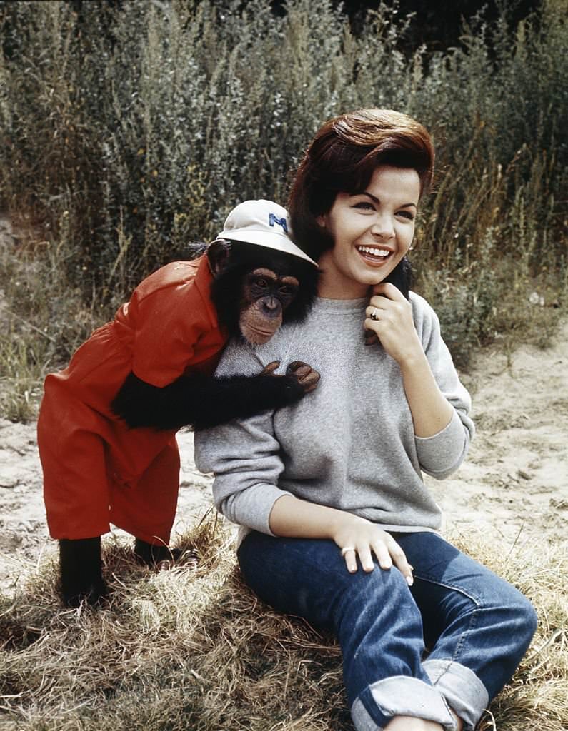 Annette Funicello with chimp