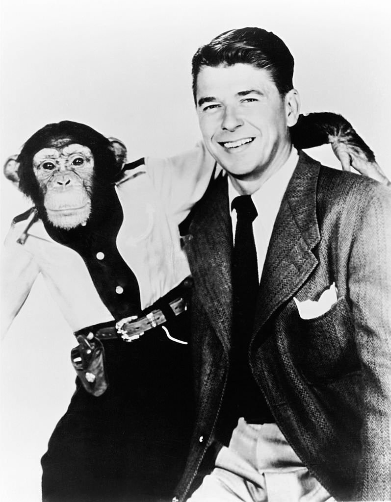Ronald Reagan with chimp