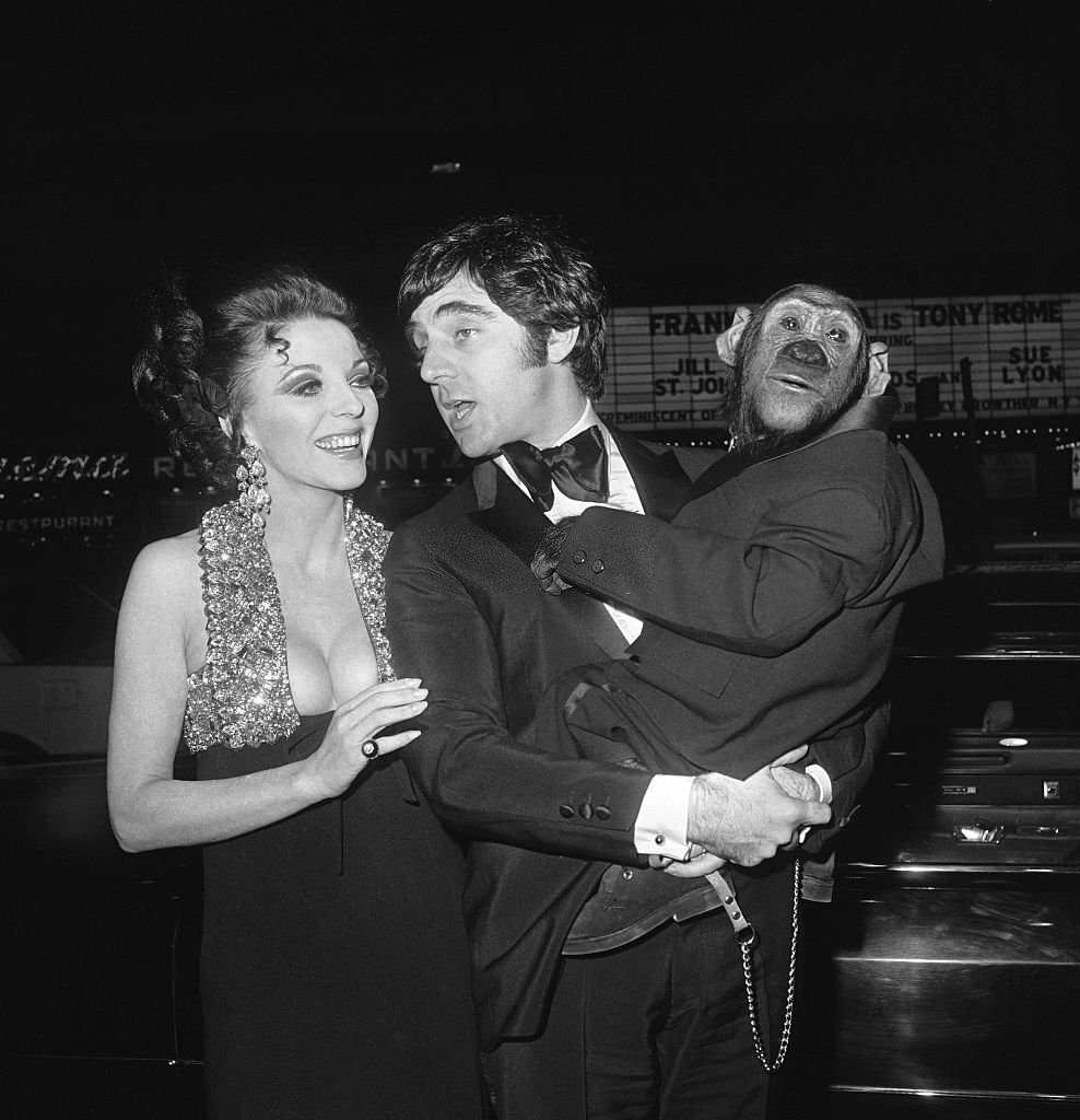 Anthony Newley and Joan Collins with Chimp