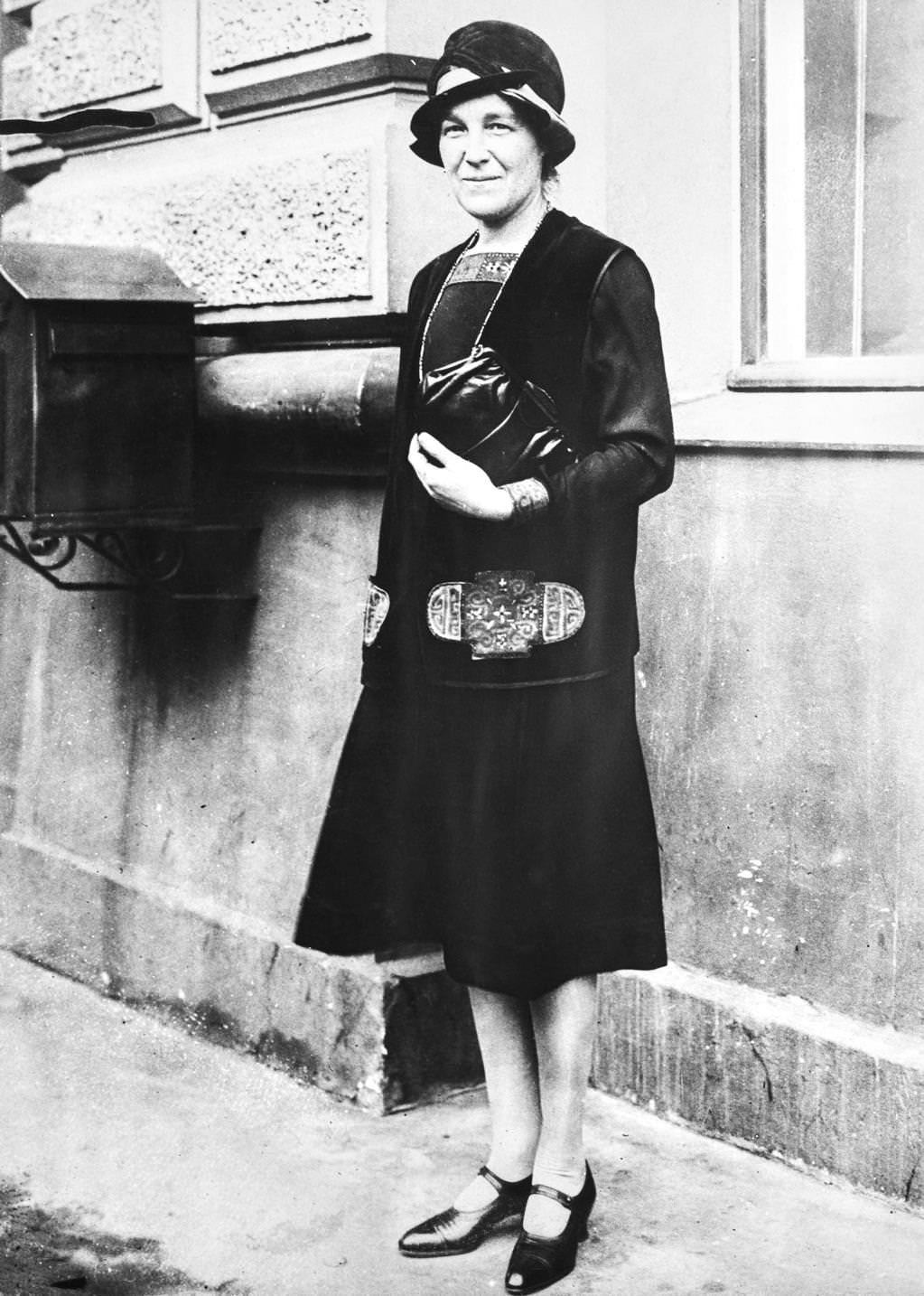 British suffragist, Liberal politician, feminist and internationalist Margaret Corbett Ashby in cloche hat at the first president of the World League for Women's Rights, 1920