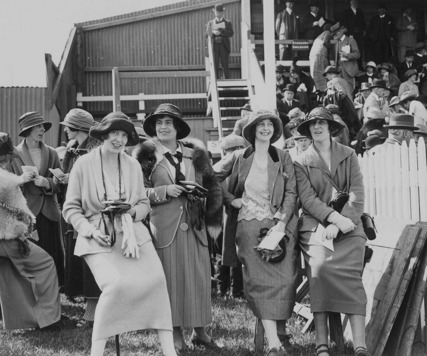 A group of women resting by a pavilion at Cowes Regatta, an annual maritime event held off the Isle of Wight, 1923
