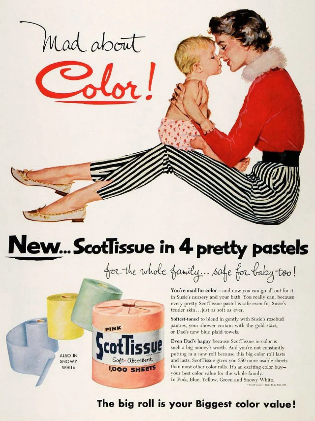 The Lost era of Colored Toilet Papers from the 1950s to 1970s