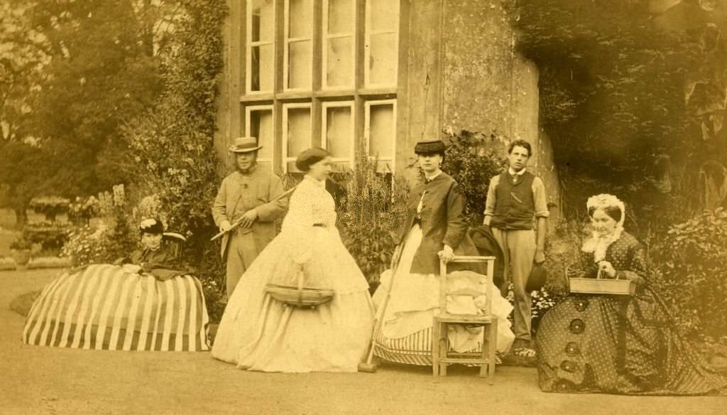 A Victorian family in the garden, 1860