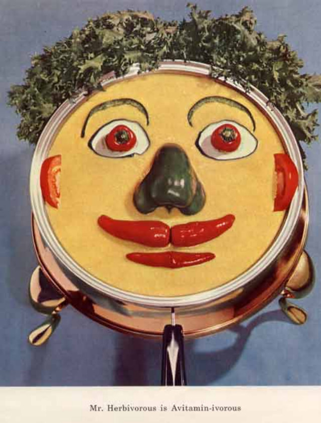 Bizarre Dayalets' Hellish Vitamin Mascots used to promote a Healthy Diet in the 1950s