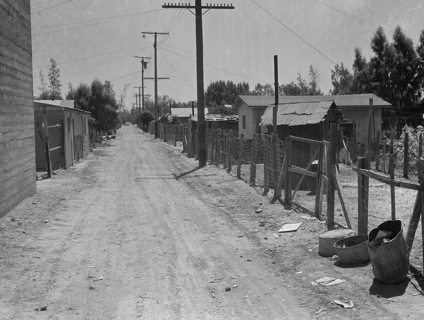 The slums of Brawley. Homes of Mexican field workers. Imperial Valley, California, 1930s