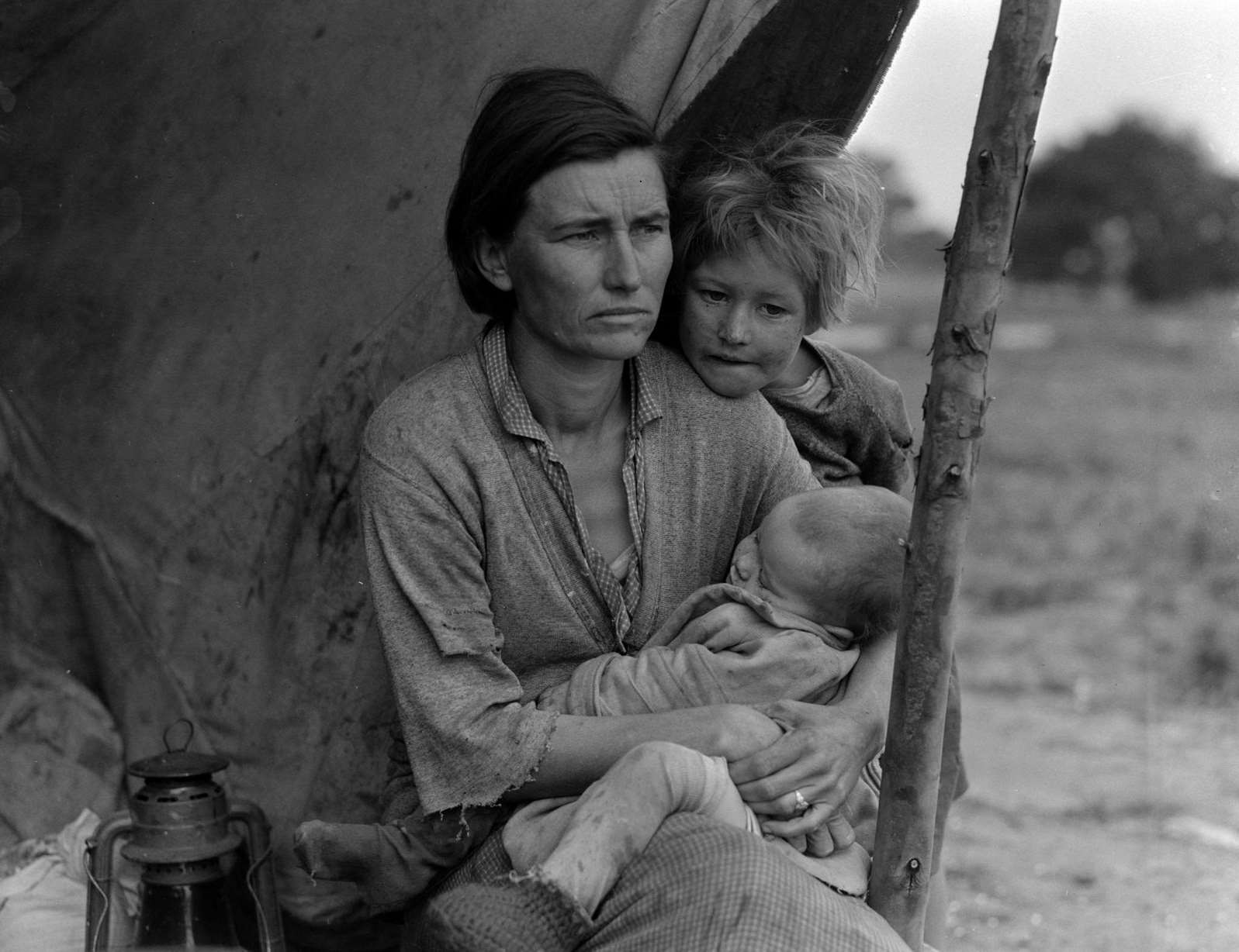 Migrant agricultural worker's family. Seven hungry children. Mother aged thirty-two. Father is native Californian. Nipomo, 1936