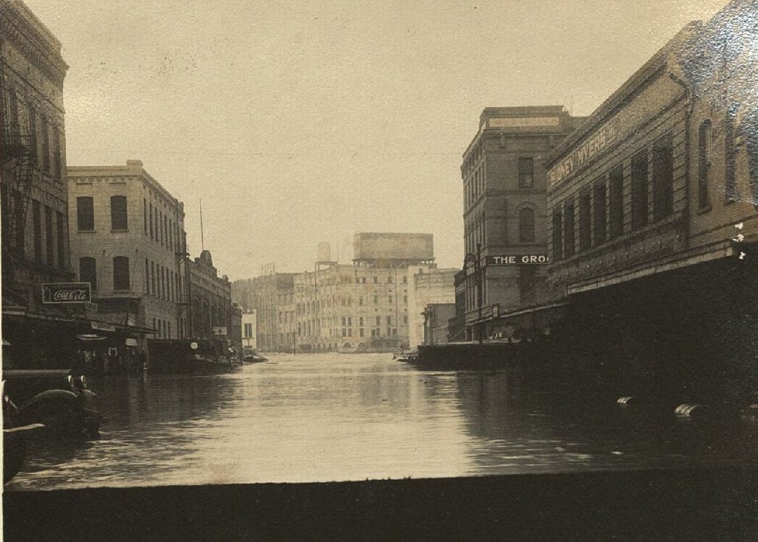 Flooded street in Downtown Houston, 1935