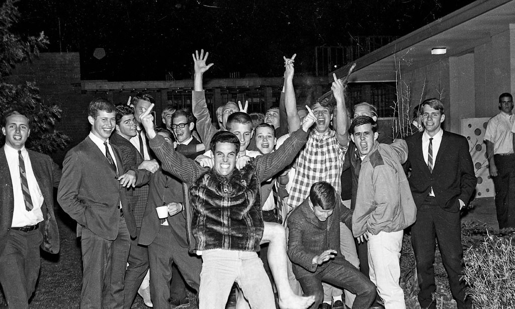 Weekend bash at one of men's dorms, 1967