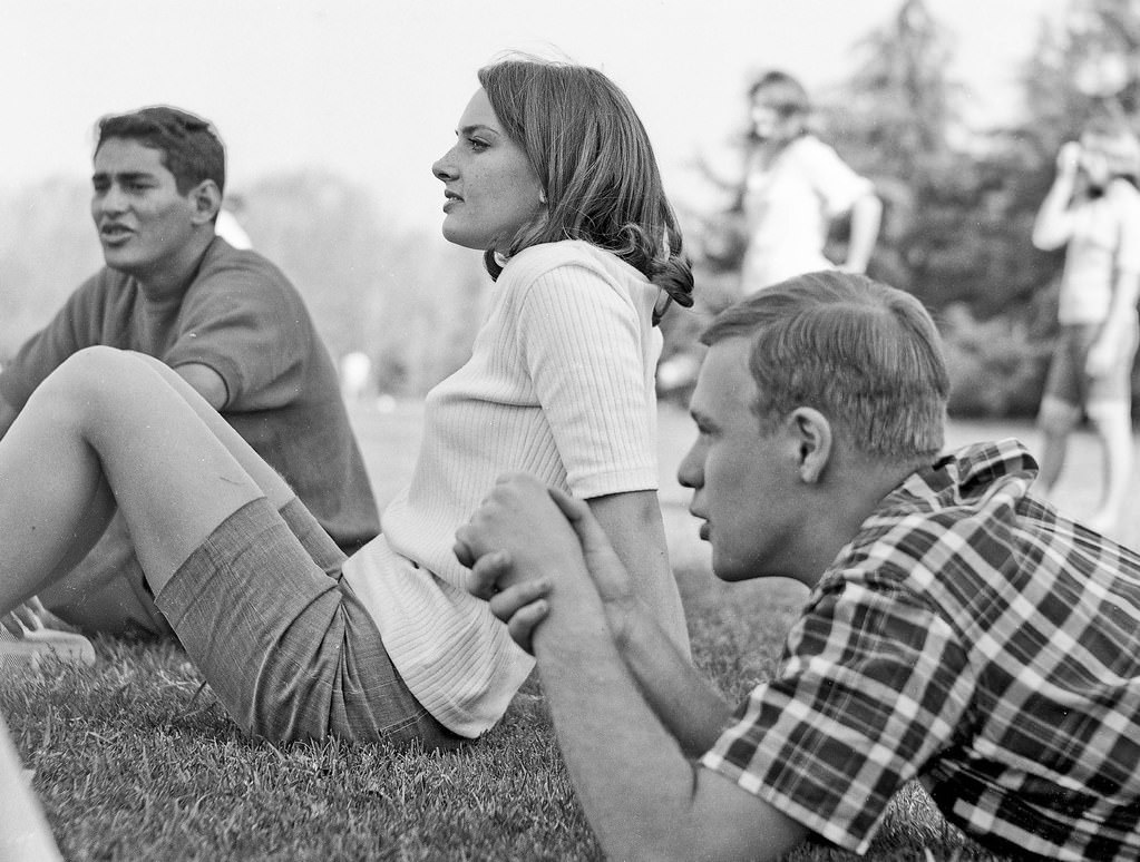 Picnic with coeds, spring of 1966, Fresno State College