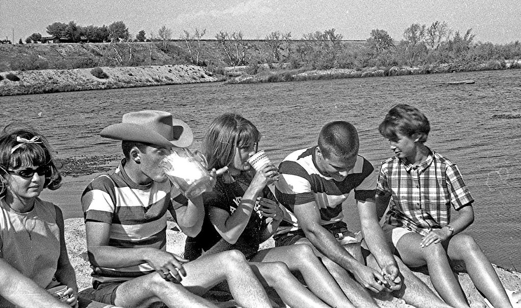 River bash with coeds, spring 1965