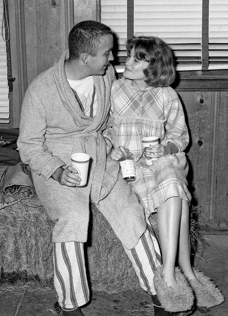 Fresno State College, Dec 13, 1963, costume party, Mike and date