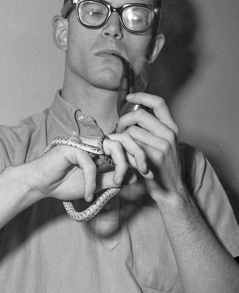 Richard and pet, Fresno State College, 1963