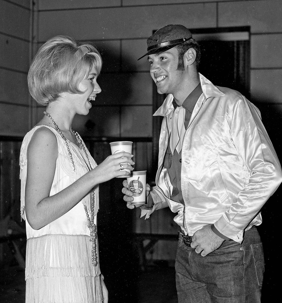 Clark and date at Costume Bash, Fresno State College, 1964