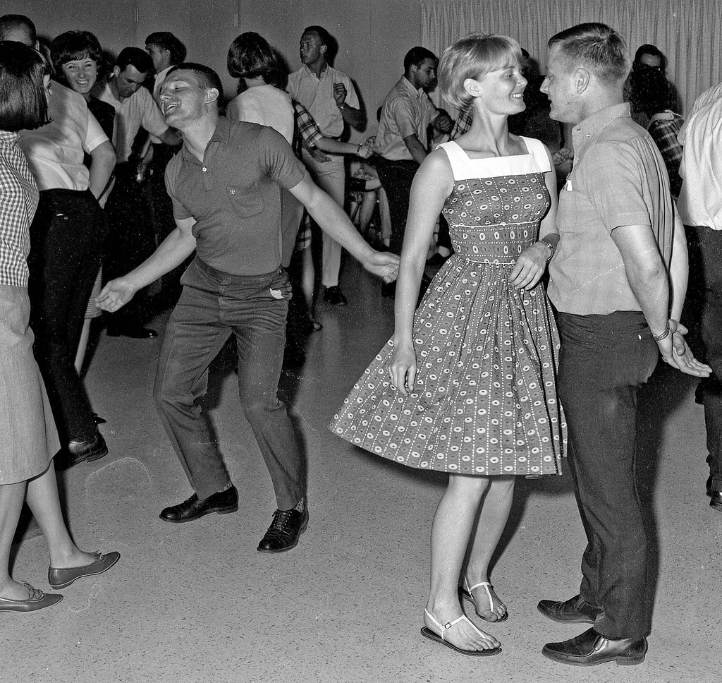 At a dance party, Fresno State College, 1965