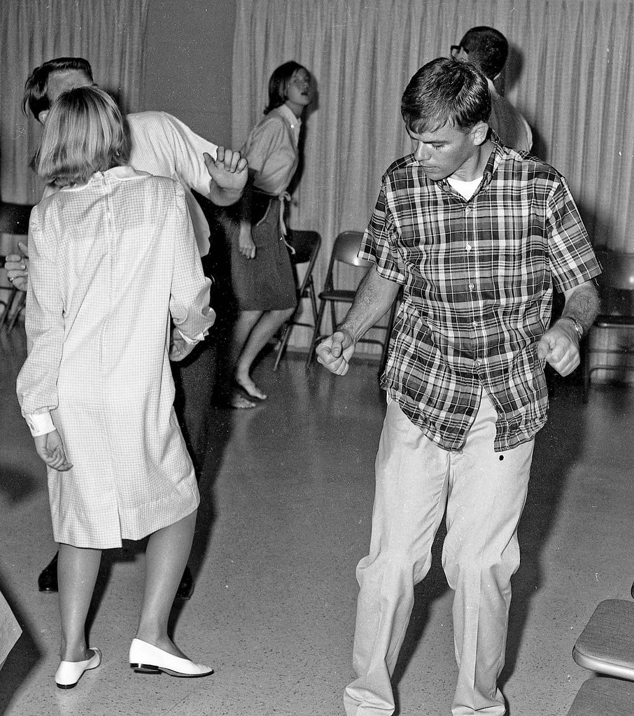 At a dance party, Fresno State College, 1965