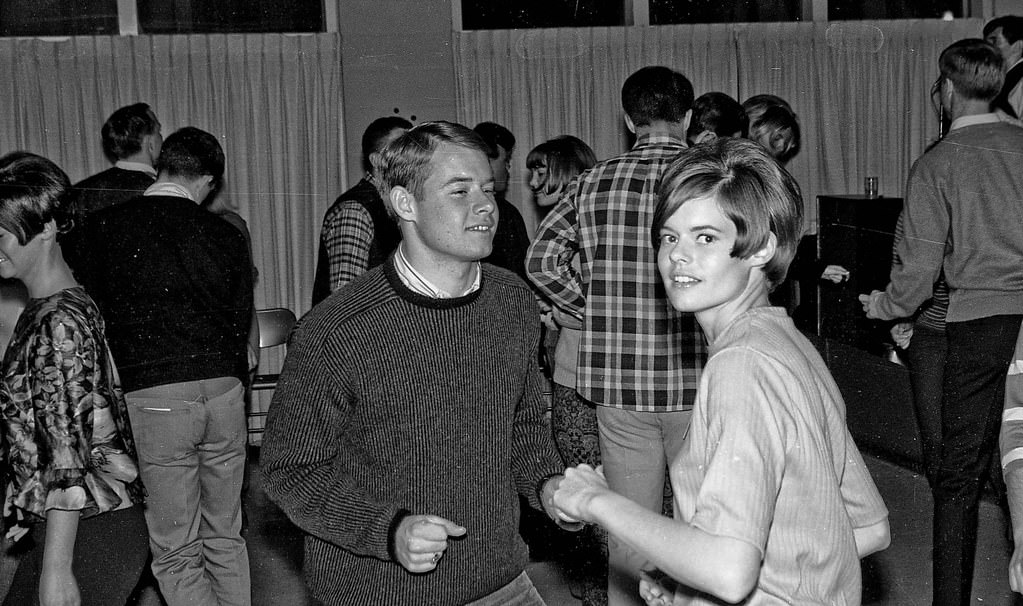 At a dance party, Fresno State College, 1965