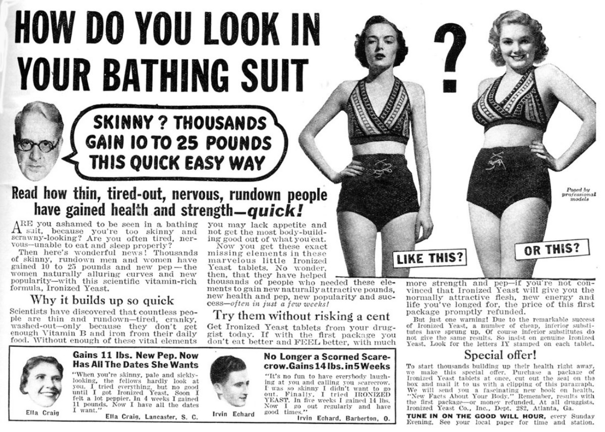 Don't be Skinny: Use Ironized Yeast, the Quick Way to Gain Weight, So You’ll Look Better in a Bathing Suit!