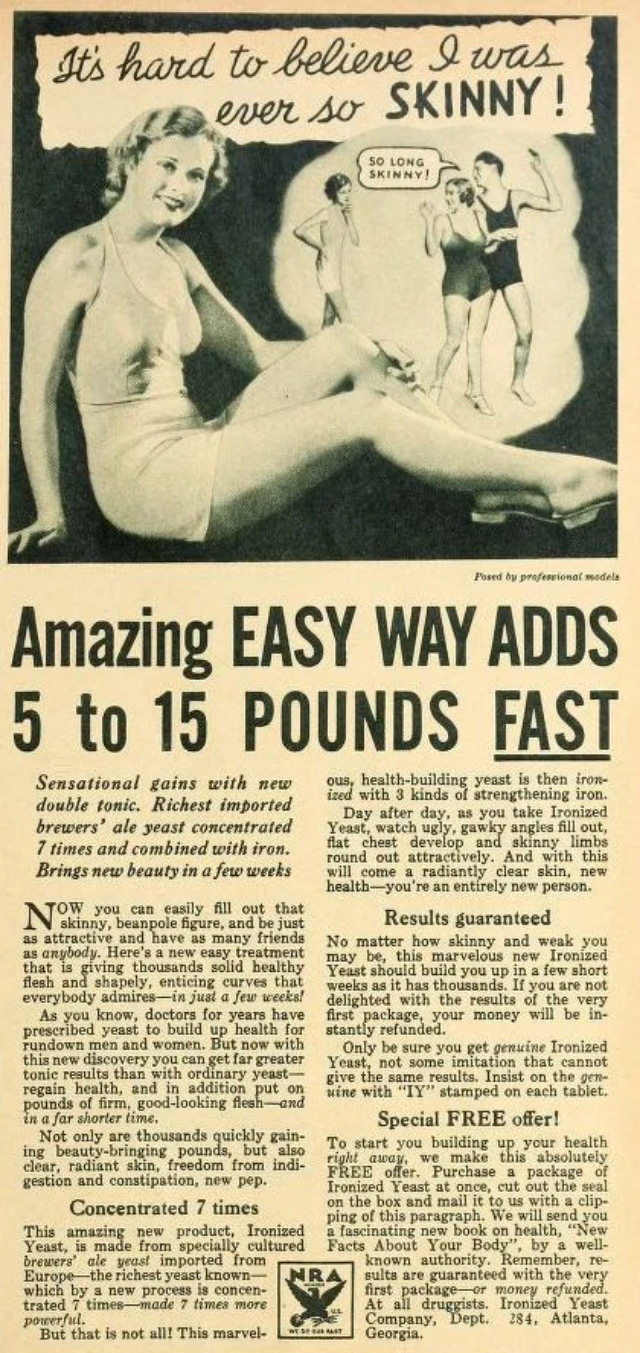 Don't be Skinny: Use Ironized Yeast, the Quick Way to Gain Weight, So You’ll Look Better in a Bathing Suit!