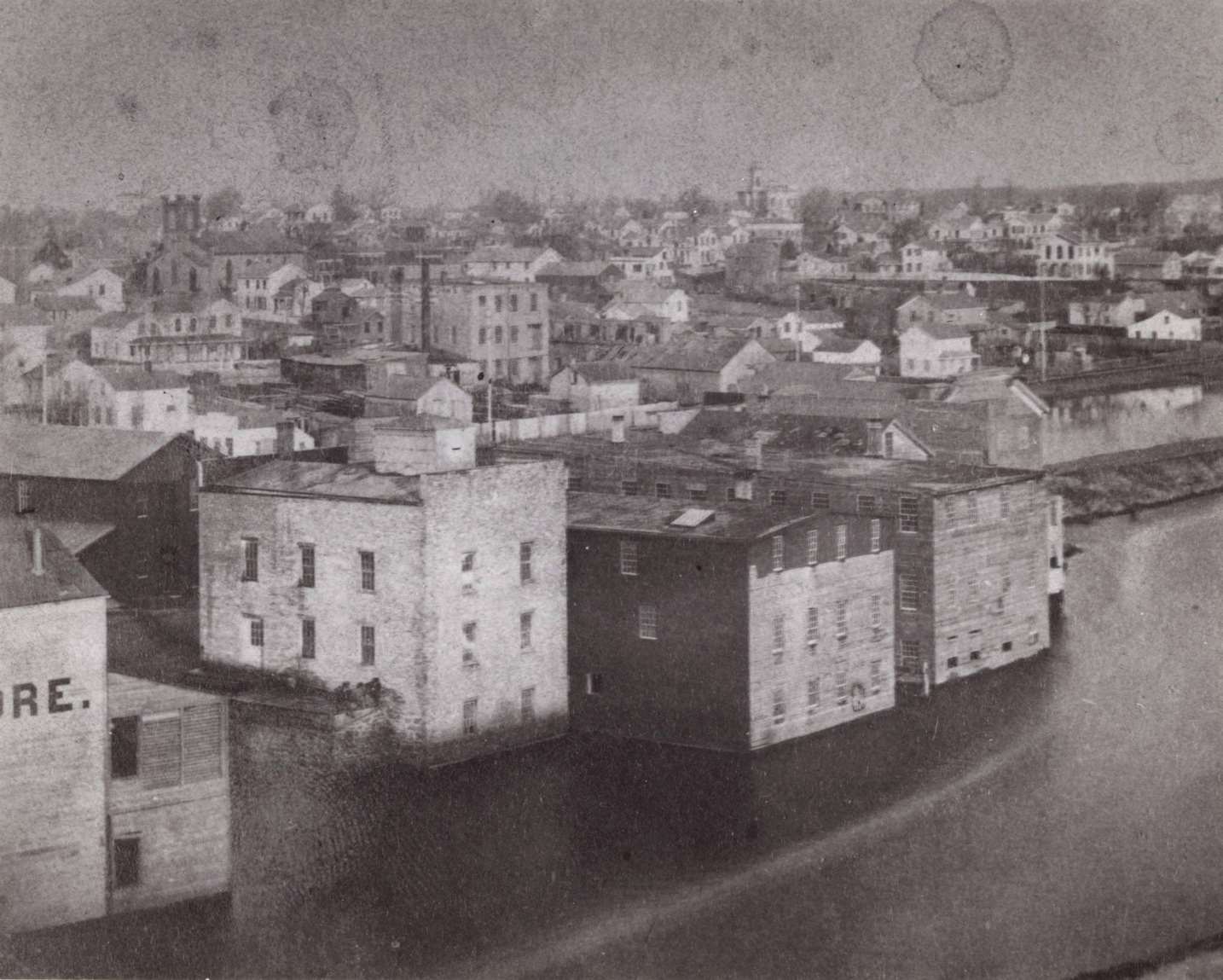 Elevated view of Milwaukee Street, Janesville, Wisconsin, 1865.