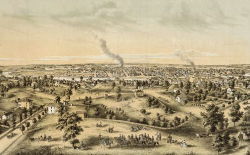 Bird's-eye view of Janesville from the High School building, 1860