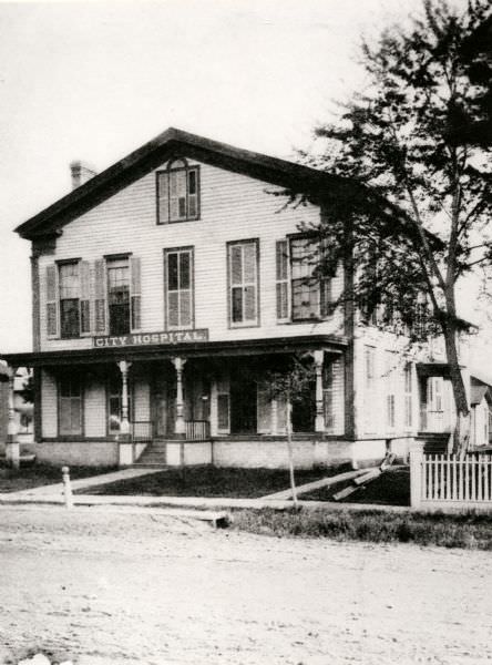 View across street of City Hospital, 1892