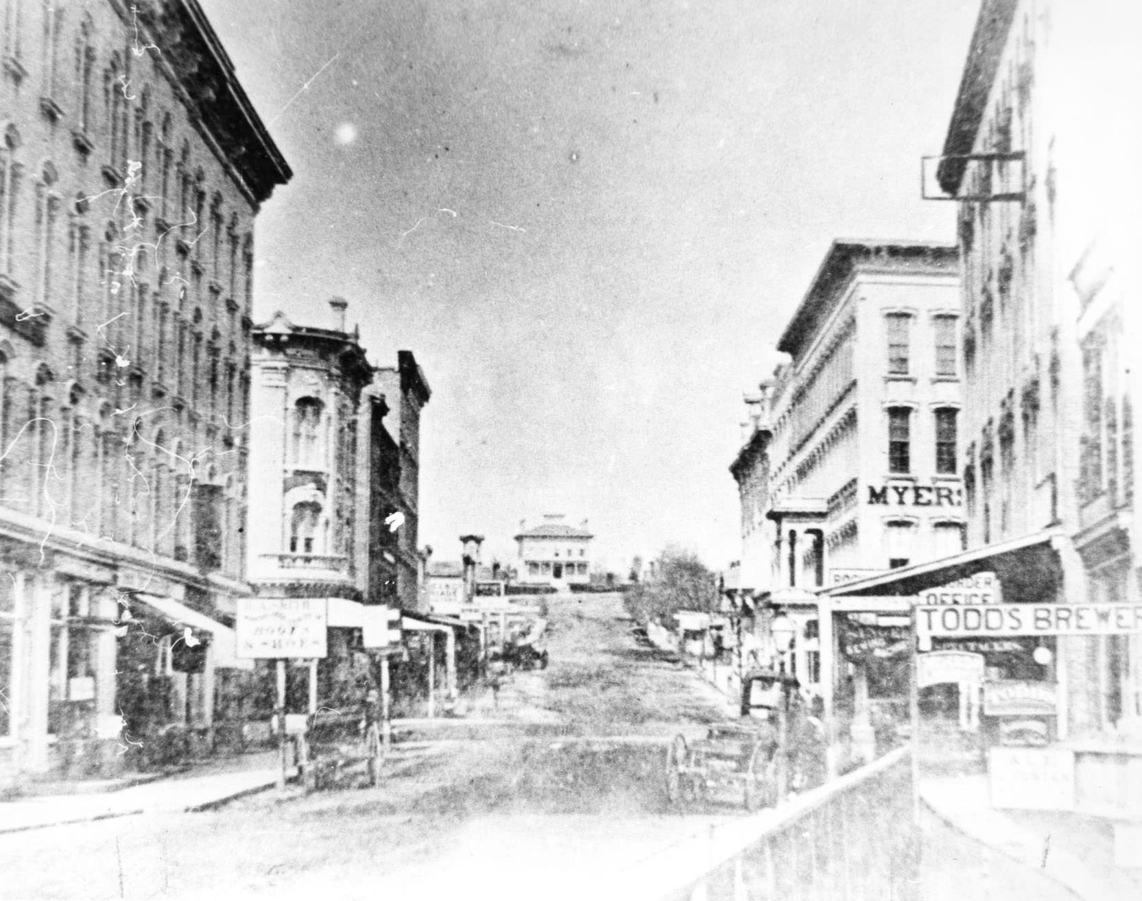 Myers House Hotel and Todd's Brewery on Milwaukee Street, 1875