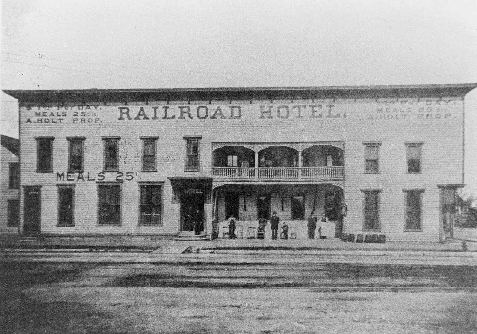 Railroad Hotel that was once located near the railroad yard on Beloit Avenue in south Janesville, 1880