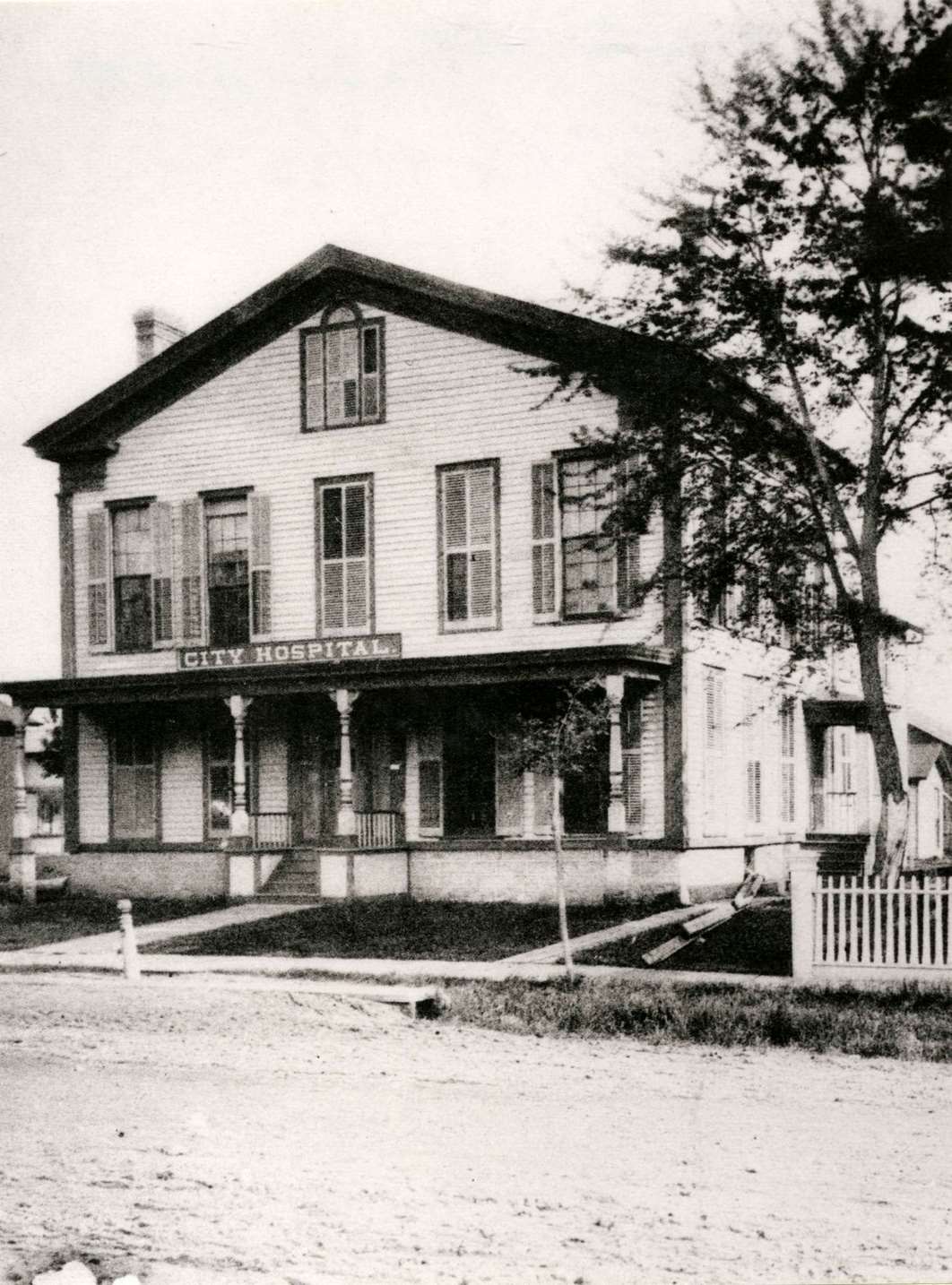View across street of City Hospital, Janesville, Wisconsin, 1892.