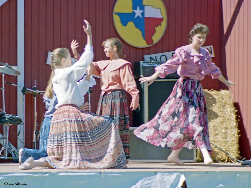 A local dance group performs at a festival in Bear Creek park, Keller, 1995