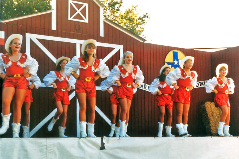 Girls perform a country-themed dance, Keller, 1995
