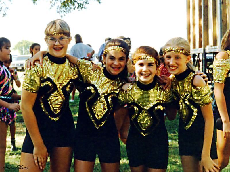 Girls pose before dance recital, Keller, 1995