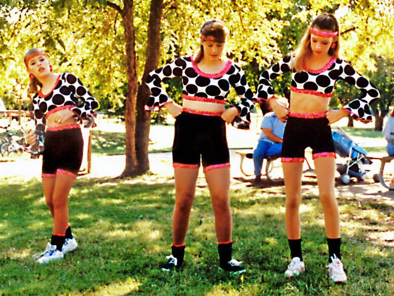 Girls practice before dance, Keller festival, 1995