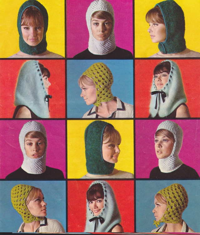 Some Amazing Knitted Helmet designs from the 1970s