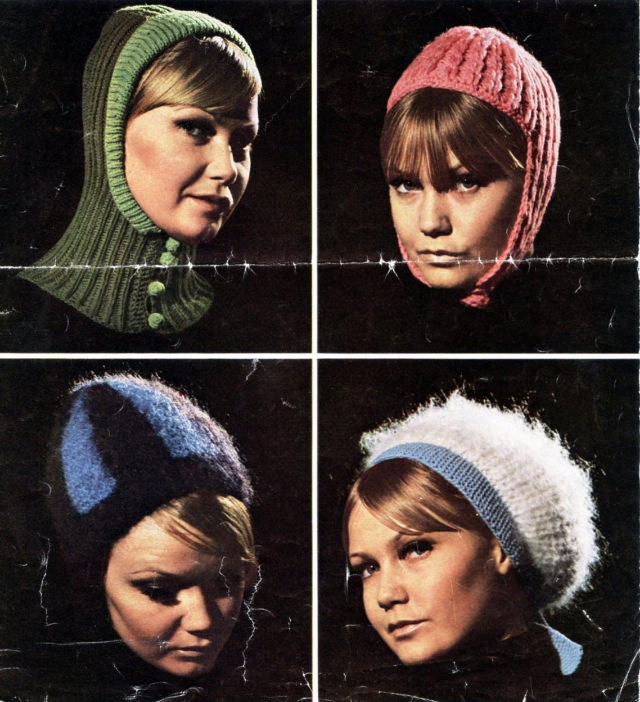 Some Amazing Knitted Helmet designs from the 1970s