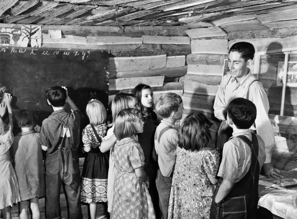 One-room Schoolhouse showing Overcrowded Conditions and need for Repairs and Equipment, Breathitt County, Kentucky, November 1940