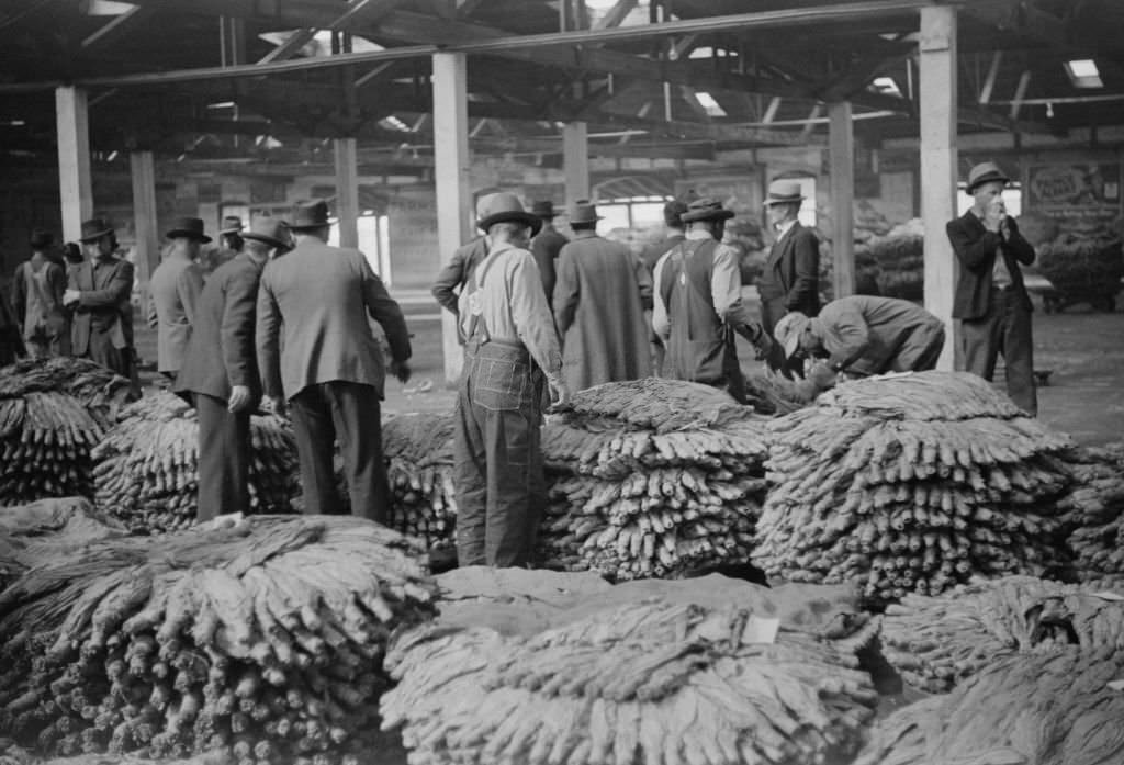 Farmers at Tobacco Auction, Durham, North Carolina, November 1939