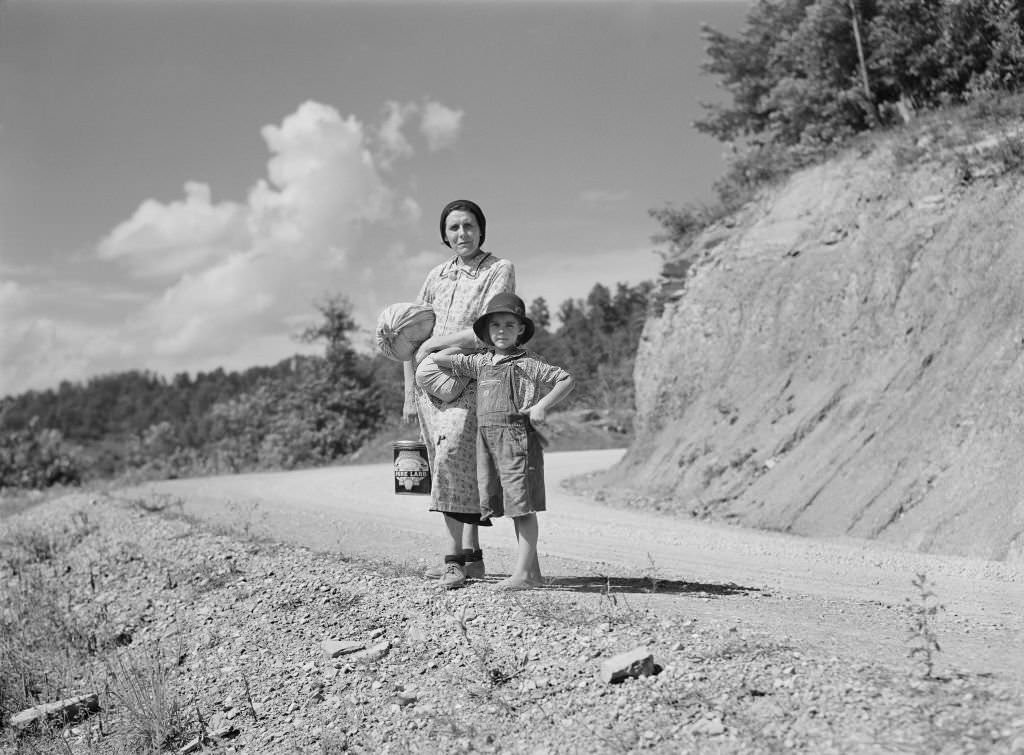 Mountain Woman and Child going Home with Groceries and Supplies, Breathitt County, Kentucky, November 1940