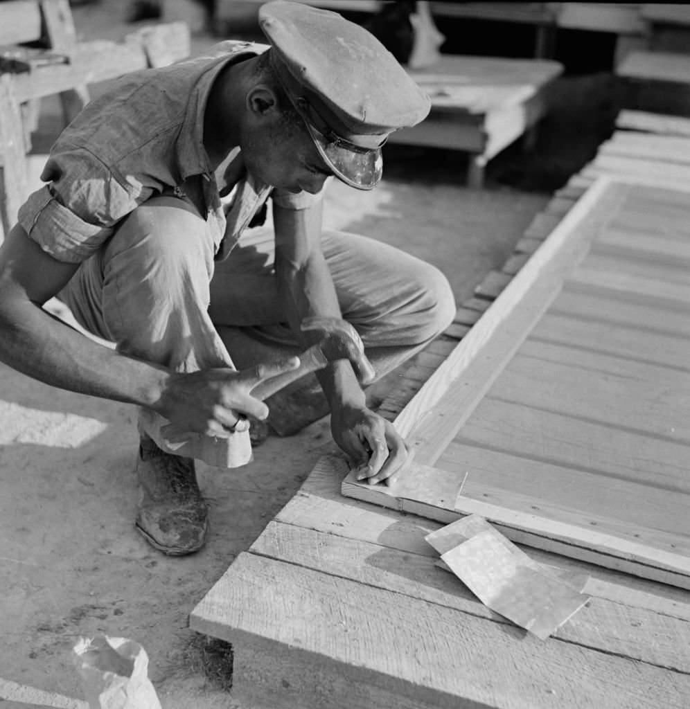 Man Building Home Screen Door, Ridge, Maryland, July 1941.