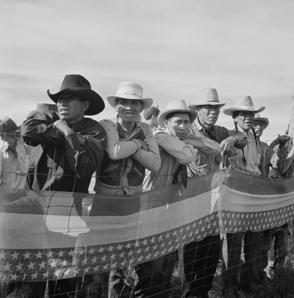 Native Americans Watching Crow Fair, Crow Agency, Montana, July 1941.